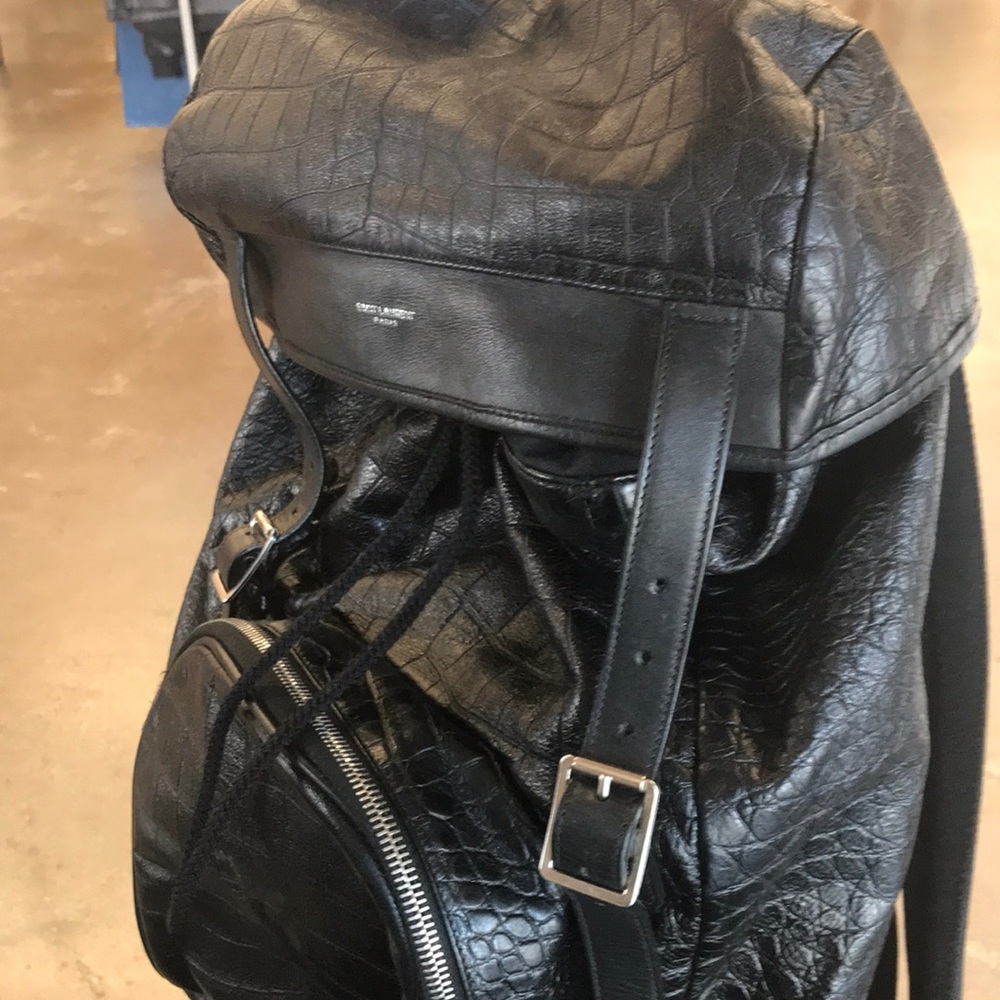 Saint Laurent Croc Embossed backpack - Picture 1 of 3